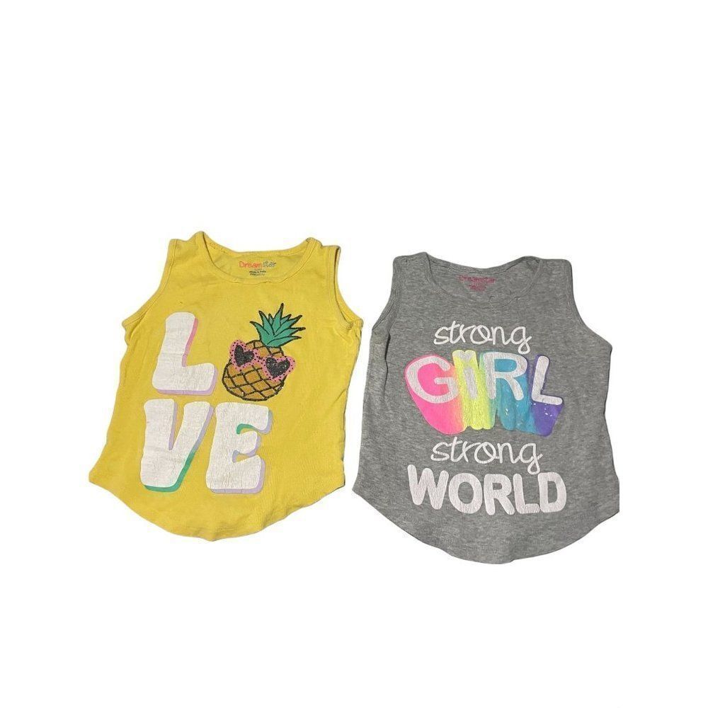 Dreamstar Grey Yellow Sleeveless Strong Girl Love Pullover Tank Set Size Large